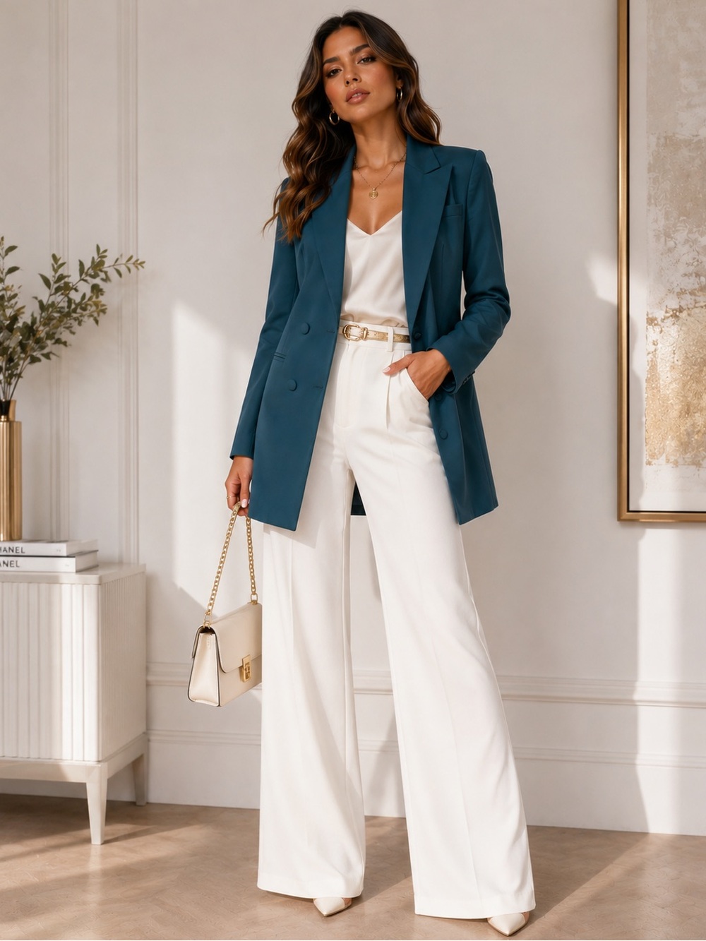 Teal Double Breasted Blazer Dress Career Chic Workwear Blazer NWT Small